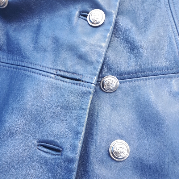 Vintage Double-breasted Leather Coat - Picture 11 of 16